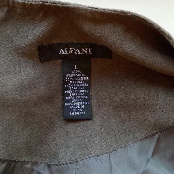 Alfani jacket, olive green and black faux leather sleeves, size L - Picture 3 of 3